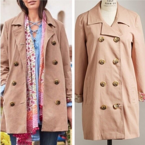 Sundance Jackets & Blazers - Sundance Tan Double Breasted Fielding Peacoat Large Cotton Boho Mob Wife
